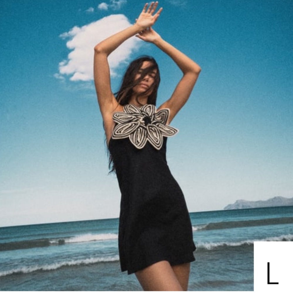 ZARA FLOWER CROCHET KNIT DRESS (NWT)